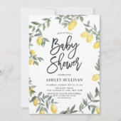 Boho Watercolor Lemon Wreath Baby Shower Einladung (Vorderseite)