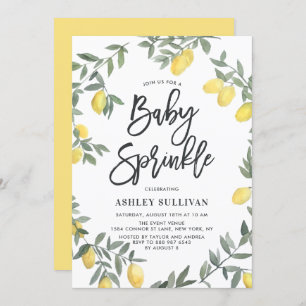 Boho Watercolor Lemon Wreath Baby Sprinkle Dusche Einladung