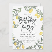 Boho Watercolor Lemon Wreath Birthday Party Einladung (Vorderseite)