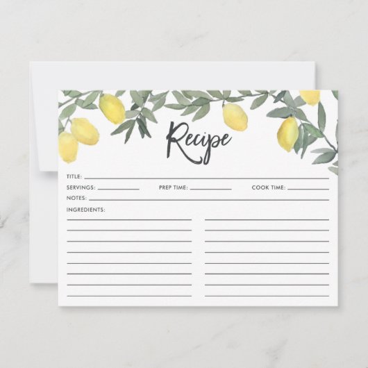 Boho Watercolor Lemon Wreath Brautparty Rezept (Vorderseite)