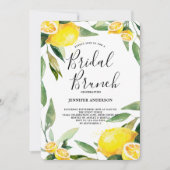 Boho Watercolor Lemon Wreath Bridal Brunch Einladung (Vorderseite)
