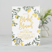 Boho Watercolor Lemon Wreath Bridal Brunch Folieneinladung (Stehend vorne)