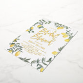Boho Watercolor Lemon Wreath Bridal Brunch Folieneinladung (Gedreht)