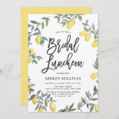Boho Watercolor Lemon Wreath Bridal Luncheon Einladung (Vorne/Hinten)