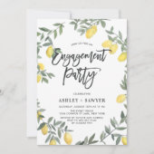Boho Watercolor Lemon Wreath Engagement Party Einladung (Vorderseite)