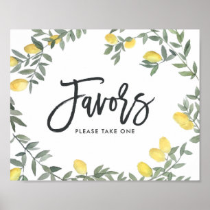 Boho Watercolor Lemon Wreath Gastgeschenke Hochzei Poster