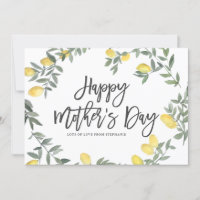 Boho Watercolor Lemon Wreath Happy Mother's Day