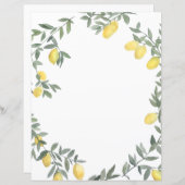 Boho Watercolor Lemon Wreath Personalisierte Karte (Vorne/Hinten)
