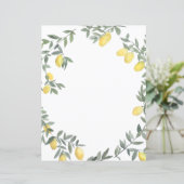 Boho Watercolor Lemon Wreath Personalisierte Karte (Stehend Vorderseite)