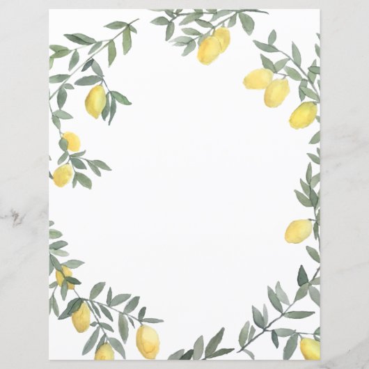 Boho Watercolor Lemon Wreath Personalisierte Karte (Vorderseite)