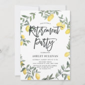 Boho Watercolor Lemon Wreath Retirement Party Einladung (Vorderseite)