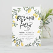 Boho Watercolor Lemon Wreath Retirement Party Einladung (Stehend Vorderseite)