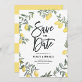 Boho Watercolor Lemon Wreath Save The Date (Vorne/Hinten)
