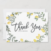 Boho Watercolor Lemon Wreath Summer Dankeskarte (Vorderseite)