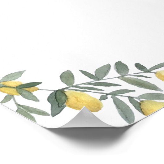 Boho Watercolor Lemon Wreath Summer Poster (Ecke)