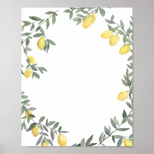 Boho Watercolor Lemon Wreath Summer Poster (Vorne)