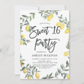 Boho Watercolor Lemon Wreath Sweet 16 Party Einladung (Vorderseite)