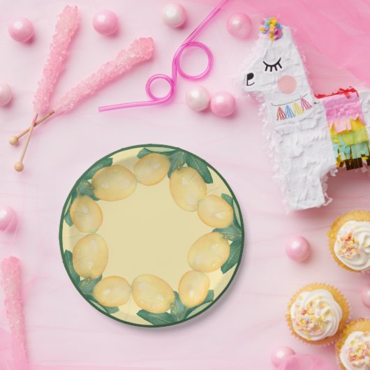 Boho Watercolor Lemons & Blätter Pappteller (Party)