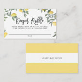 Boho Watercolor Lemons Diaper Raffle Game Card Visitenkarte (Vorne/Hinten)