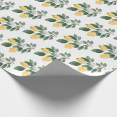 Boho Watercolor Lemons & Greenery Geschenk Geschenkpapier (Ecke)