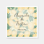 Boho Watercolor Lemons Greenery Serviette (Vorderseite)