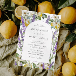 Boho Watercolor Lemons & Lavender Wedding Einladung