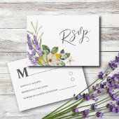 Boho Watercolor Lemons & Lavender Wedding RSVP