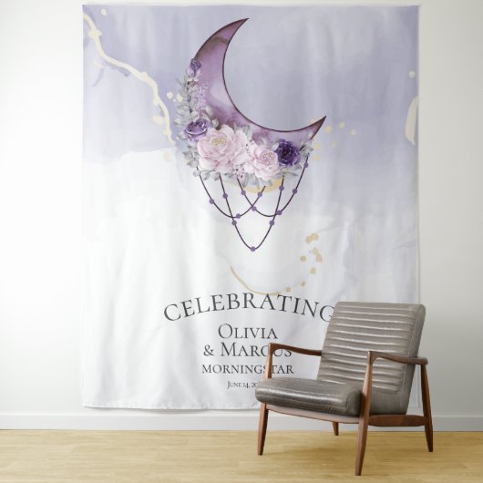 BOHO Watercolor Lila Celestial Wandteppich (Beispiel)