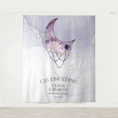 BOHO Watercolor Lila Celestial Wandteppich (Vorderseite)