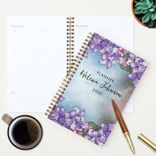 Boho Watercolor Lila Lavendel Hortensien Rahmen Planer