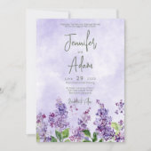 Boho Watercolor Lilac Blume Einladung Hochzeit (Vorderseite)