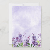 Boho Watercolor Lilac Blume Einladung Hochzeit (Rückseite)