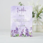 Boho Watercolor Lilac Blume Empfang Hochzeit Begleitkarte (Stehend Vorderseite)