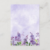 Boho Watercolor Lilac Blume Empfang Hochzeit Begleitkarte (Rückseite)