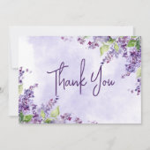 Boho Watercolor Lilac Blume Hochzeit Dankeskarte (Vorderseite)