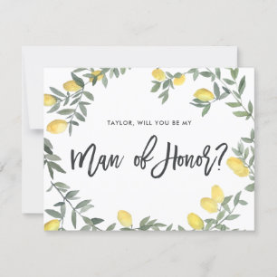 Boho-Watercolor-Limonen-Kranz Trauzeuge Karte