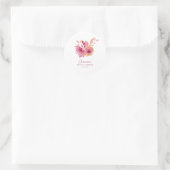 Boho Watercolor Magenta Red Blume Brautparty Runder Aufkleber (Tasche)