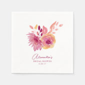 Boho Watercolor Magenta Red Blume Brautparty Serviette (Vorderseite)