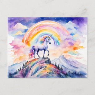 Boho Watercolor Magical Unicorn Unter dem Glühen R Postkarte