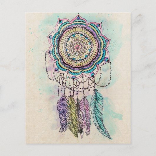 Boho Watercolor Mandala Dreamcatcher Flyer (Hinten)