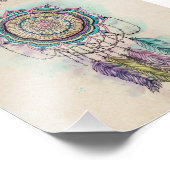 Boho Watercolor Mandala Dreamcatcher Fotodruck (Ecke)