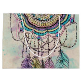 Boho Watercolor Mandala Dreamcatcher Große Geschenktüte (Rückseite)