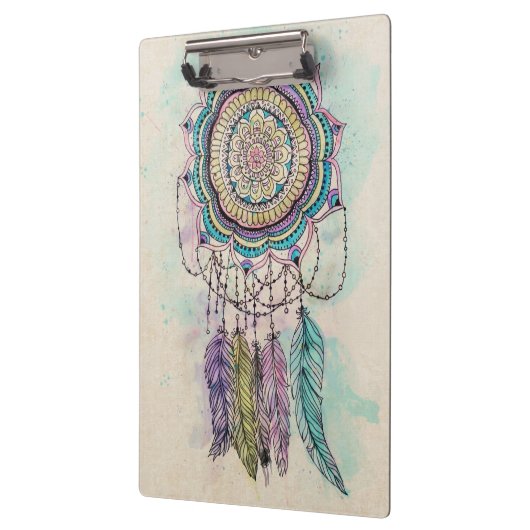 Boho Watercolor Mandala Dreamcatcher Klemmbrett (Links)