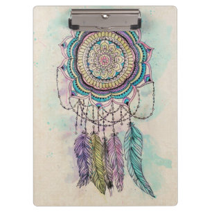 Boho Watercolor Mandala Dreamcatcher Klemmbrett