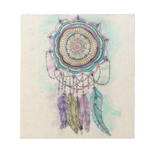 Boho Watercolor Mandala Dreamcatcher Notizblock