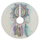 Boho Watercolor Mandala Dreamcatcher Polyester Weihnachtsbaumdecke (Vorderseite)