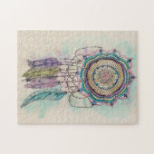 Boho Watercolor Mandala Dreamcatcher Puzzle (Horizontal)