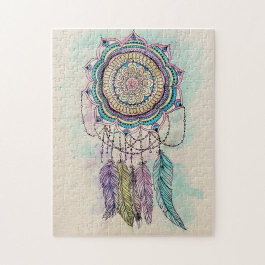 Boho Watercolor Mandala Dreamcatcher Puzzle (Vertikal)