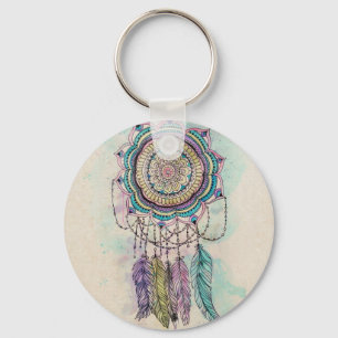 Boho Watercolor Mandala Dreamcatcher Schlüsselanhänger
