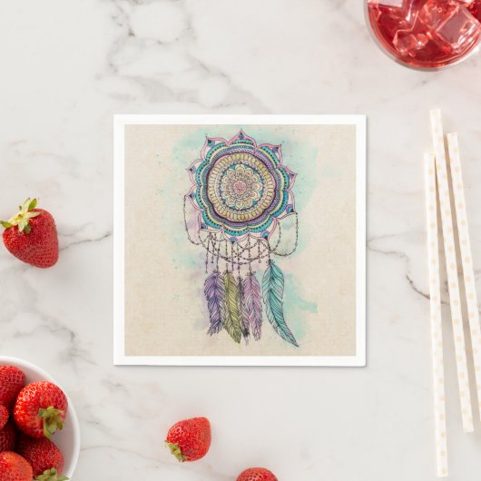 Boho Watercolor Mandala Dreamcatcher Serviette (Beispiel)